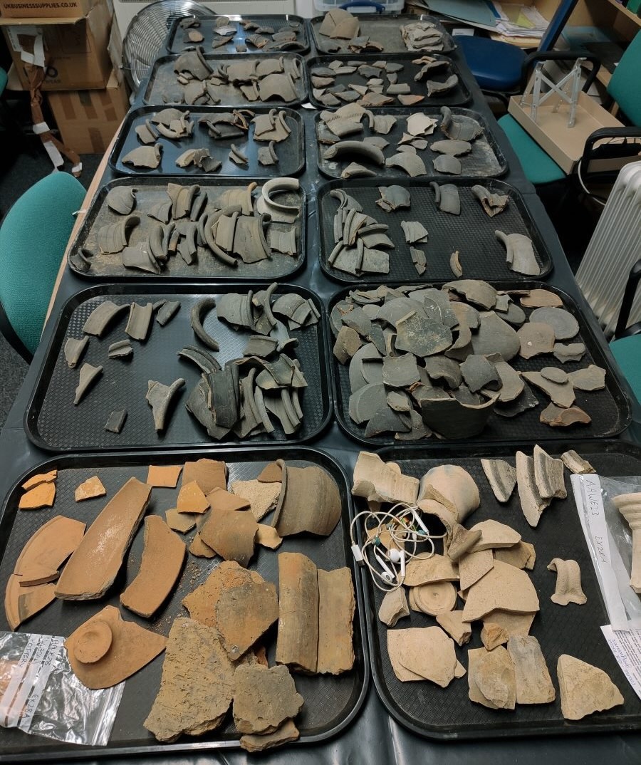 Trays containing different artefacts